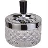 Schleuder-Aschenbecher transparent  D:9.5 H:11.5cm  Glas gepresst Aluminium poliert