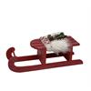 Schlitten aus Holz mit Fell und  Weihnachts-Deko  Farbe: Rot