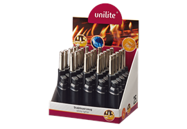 Stabfeuerzeug Unilite  Bergamo  HC Black Chrome Tube