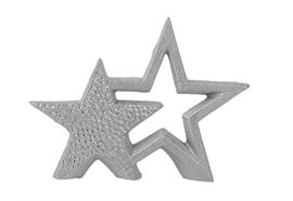 Stern Doppel aus Keramik,  Design: Silber gehämmert,  L:3cm x B:21cm x H:16cm