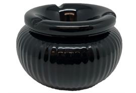 Sturmaschenbecher Schwarz  mit Rillen aus Keramik  12.5 x12.5 x7.8cm
