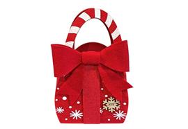 Tasche Xmas aus Filz  mit aufgeklebter Schleife  aus Filz  in Rot