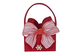 Tasche Xmas aus Filz  mit Schleife aus Filz und  Schneeflocke aus Holz