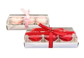 Teelichter 3er Set als Rose  2 er Assortierung  in Geschenksverpackung