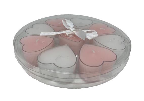 Teelichter in Herzform 9er Set   in PVC Geschenkbox mit Schleife | Bild 1