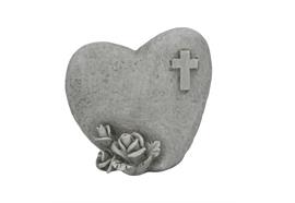 Trauerherz mit Blumen und Kreuz