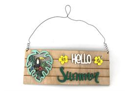 Türhänger Tukan "Hello Summer"  aus Holz  L: 23cm B: 0.5cm H: 9cm