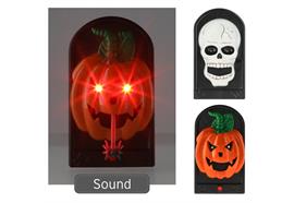 Türklingel Halloween  2-assortiert mit rot leuchtenden  Augen, Sound, Spinnenzunge