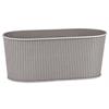 Übertopf aus Metall  oval grau  mit Steifenprägung  16x33cm14cm