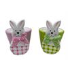 Übertopf Hase 2er Assortierung  aus Keramik pink und grün  H10.2cm