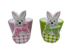 Übertopf Hase 2er Assortierung  aus Keramik pink und grün  H10.2cm