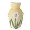Vase aus Dolomit  gelb mit Blumen