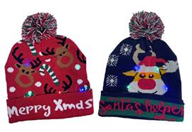Weihnachts Strickmütze  Christmas Winter Mütze  mit 6 LED  2-assortiert