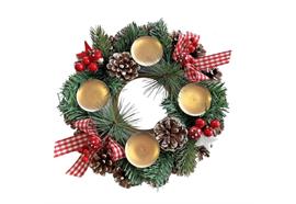 Weihnachtskranz dekoriert,  D30cm H:10cm,  Farbe: Grün