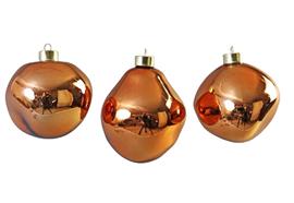 Weihnachtskugel Glas  organic 3er Set  apricot shiny  D10cm