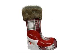 Weihnachtsstiefel Santa  H:40cm B:27cm  Farbe: Rot/Weiss Karo