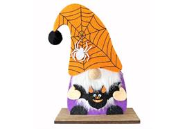 Wichtel Halloween Herbst  Filz mit Fledermaus  Sockel aus Holz H:18.5cm