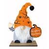 Wichtel Halloween Herbst  Filz mit Kürbis auf  Sockel aus Holz