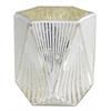 Windlicht 6 eckig Glas  matt weiss Innen gold  D10cm x H10cm