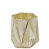 Windlicht 6 eckig Glas  matt weiss Innen gold  D10cm x H10cm