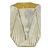 Windlicht 6 eckig Glas  matt weiss Innen gold  D11.5cm x H13.5cm