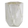 Windlicht 6 eckig Glas  matt weiss Innen gold  D11.5cm x H13.5cm