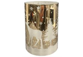 Windlicht aus Glas  Farbe gold  Hirsch Design  D9cm x H13.5cm