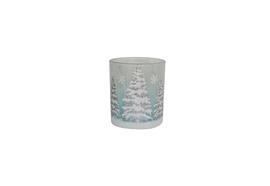 Windlicht aus Glas "Ice Finish"  Farbe: Blau/Weiss  D: 7cm H: 8cm