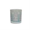 Windlicht aus Glas "Ice Finish"  Farbe: Blau/Weiss  D: 8.8cm H: 10cm