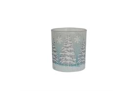 Windlicht aus Glas "Ice Finish"  Farbe: Blau/Weiss  D: 8.8cm H: 10cm