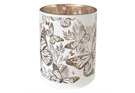Windlicht aus Glas  mit Schmetterlingsmuster  D10 x H12.5cm