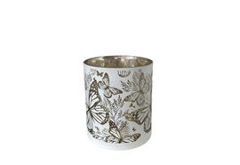 Windlicht aus Glas  mit Schmetterlingsmuster  H10cm