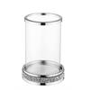 Windlicht aus Glas  mit Strasssteinen  auf Metallsockel  H21cm
