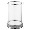 Windlicht aus Glas  mit Strasssteinen  auf Metallsockel  H25cm
