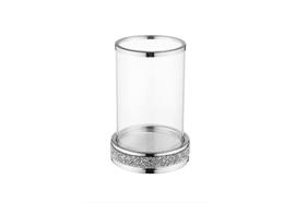 Windlicht aus Glas  mit Strasssteinen  auf Metallsockel