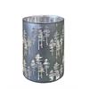 Windlicht aus Glas  Wald Motiv  blau grau