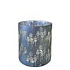 Windlicht aus Glas  Wald Motiv  blau grau