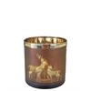 Windlicht aus Glas  Wald Motiv  braun gold