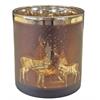 Windlicht aus Glas  Wald Motiv  braun gold