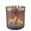 Windlicht aus Glas  Wald Motiv  braun gold