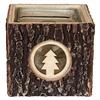 Windlicht aus Holz mit Glaseinsatz  L12cm x B12cm xH11cm  Motiv: Tannenbaum