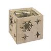 Windlicht aus Holz - mit Glaseinsatz  Motiv: Schneeflocken  L:9cm B:9cm H:9cm