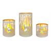 Windlicht Forest 3er Set  aus Metall Weiss gold
