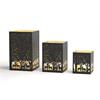 Windlicht Forest  3er Set eckig  aus Metall Schwarz gold