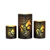 Windlicht Forest 3er Set Metall  aussen schwarz / innen gold
