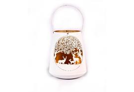 Windlicht Forest aus Metall  Farbe weiss gold  D25cm H30cm