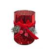 Windlicht rot mit  roter Schlaufe  aus Glas