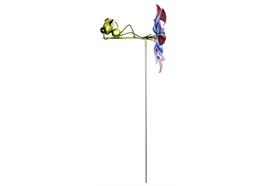 Windspiel Gartenstecker Frosch  und Windrad aus Metall  H112cm