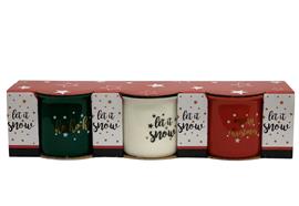 XMAS Keramik Tassen 3er Set  3 Design assortiert H:5cm D:5.8cm  Material: Keramik