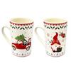 XMAS Tassen 2 fach assortiert  2 Design H 12:cm D:7cm  Material: New Bone China